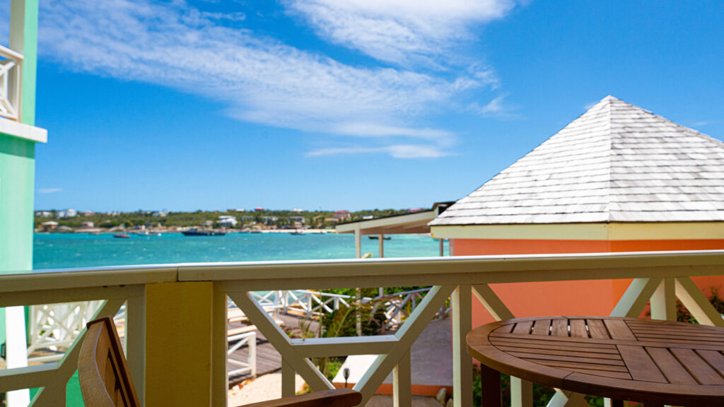 Arawak_suite-6-8_1600 Balcony view overlooking Island Harbour in Ocean Bliss Suite at Arawak Beach Club in Anguilla